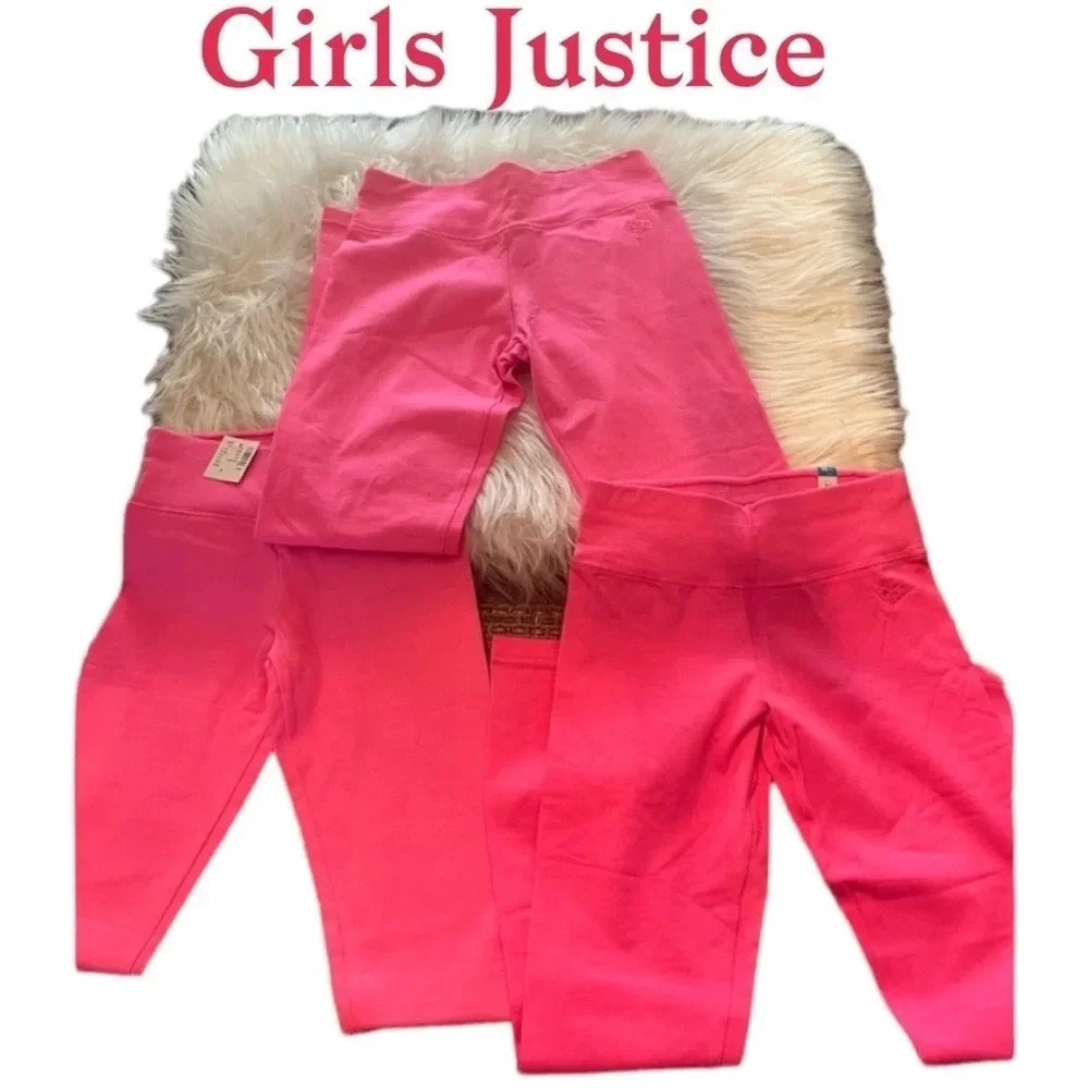 Justice girls hot pink leggings bundle of 3‎
